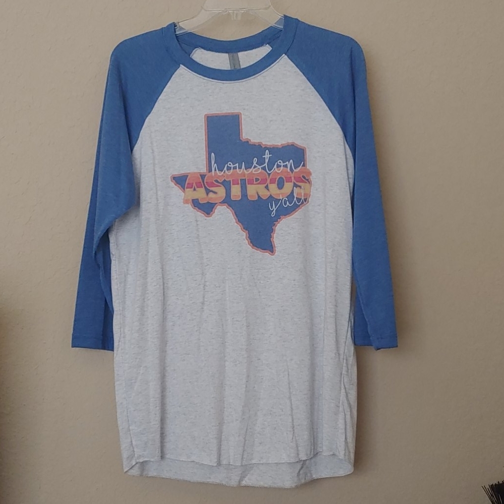Cute Houston Astros super soft raglan tee, sz M